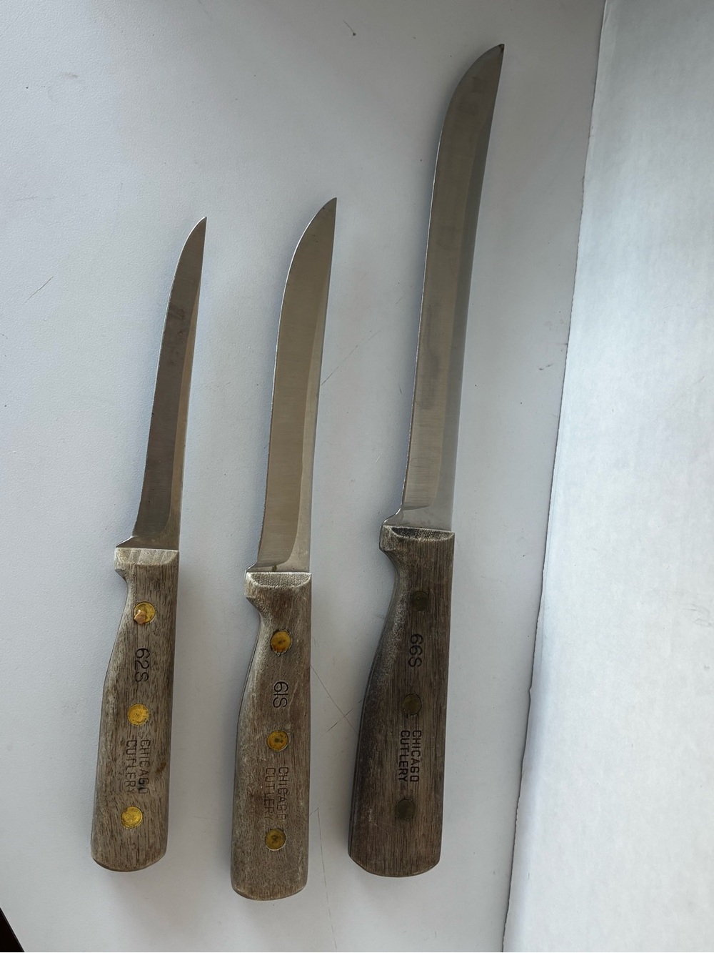 3 Vintage Chicago Cutlery 61S,  62S, 66S Knives Knife set